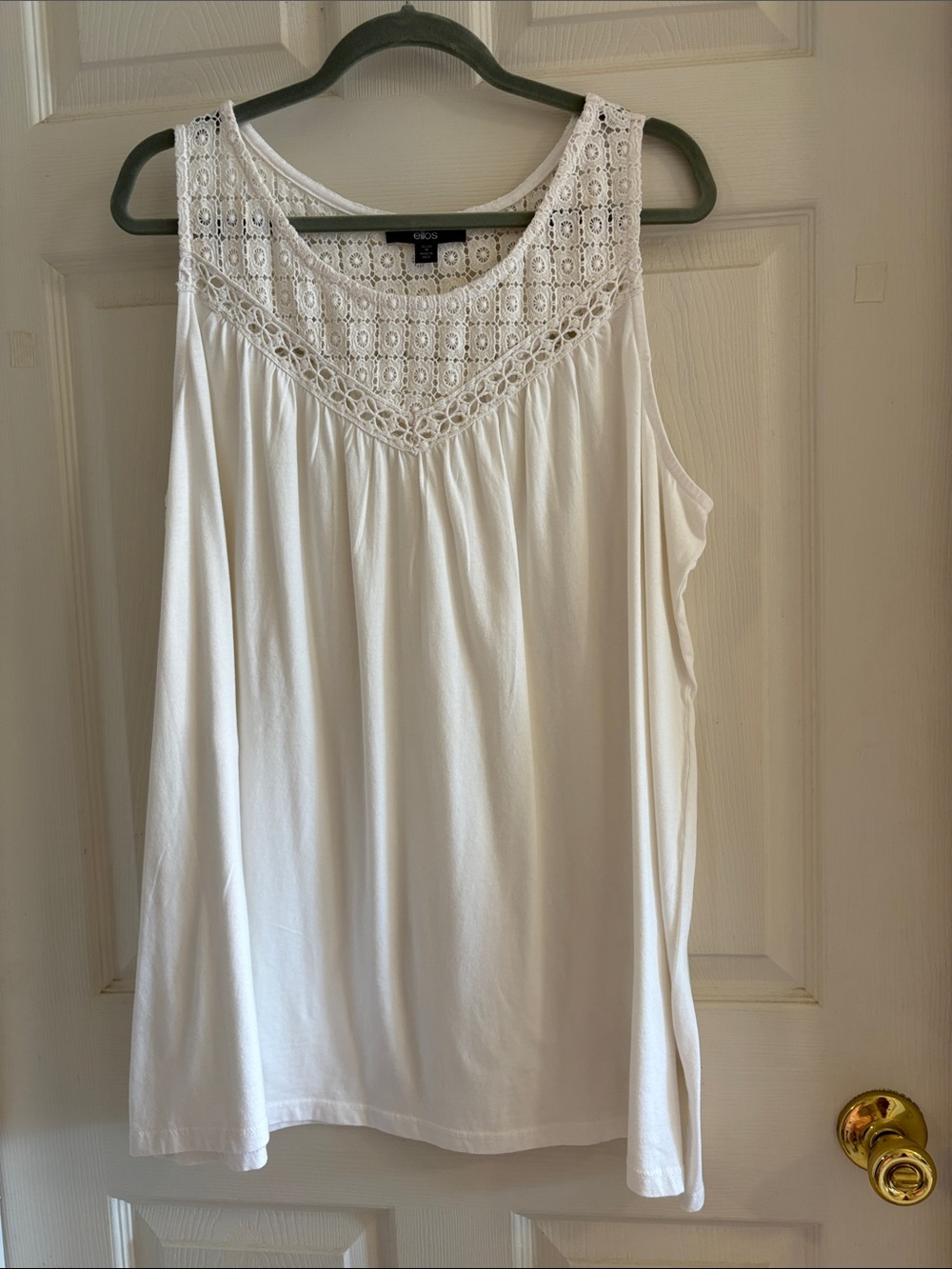 ellos White Crochet Yoke Tank Top